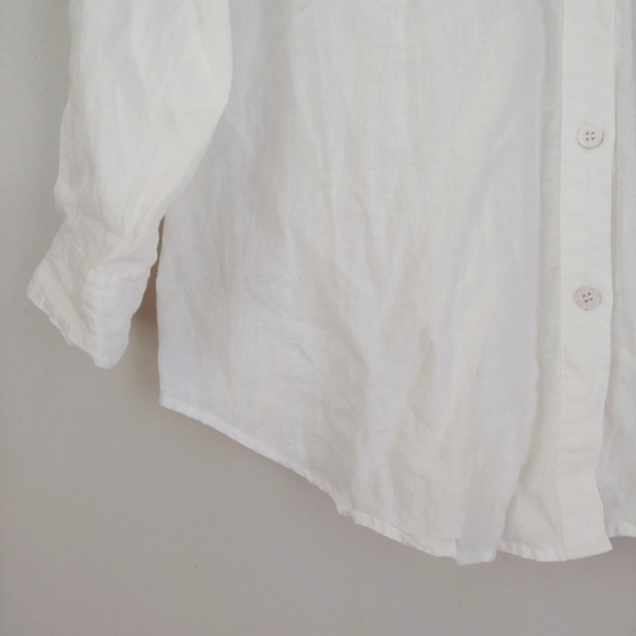 Diane Gilman Linen Button Down Shirt White Size Large - Picture 9 of 12